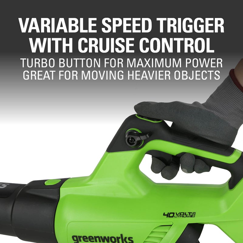 Greenworks منفاخ أوراق محوري لاسلكي Greenworks 40V (120 ميل في الساعة / 500 قدم مكعب في الدقيقة / 75+ أدوات متوافقة) ، أداة فقط - Image 5